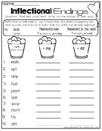 Inflectional Endings Worksheets First Grade