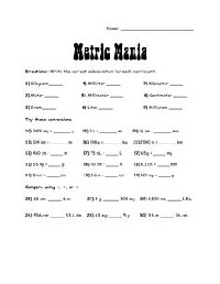 Metric Mania Conversion Worksheet