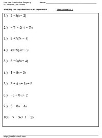Simplifying Expressions Worksheets 7th Grade