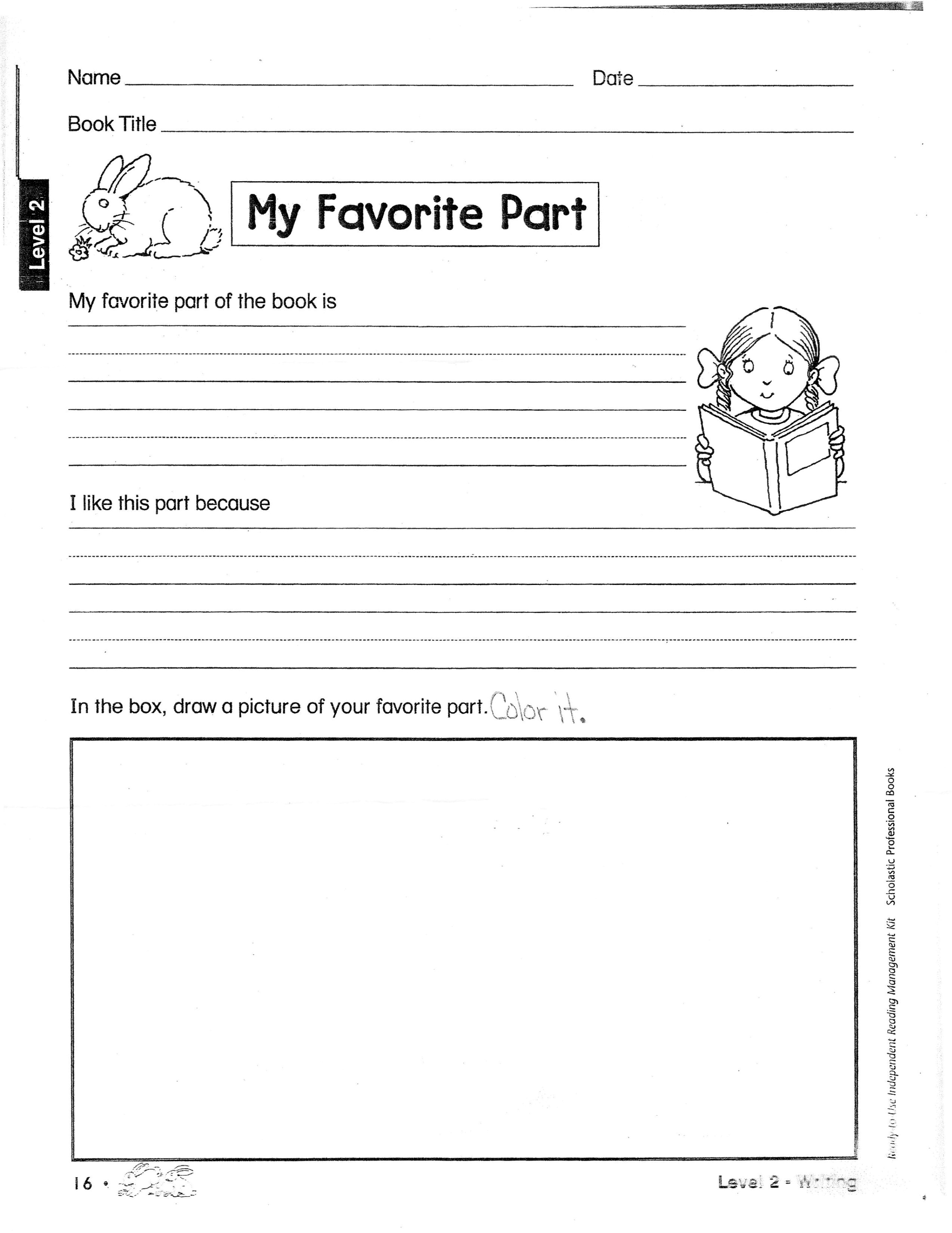 book report template 2nd grade