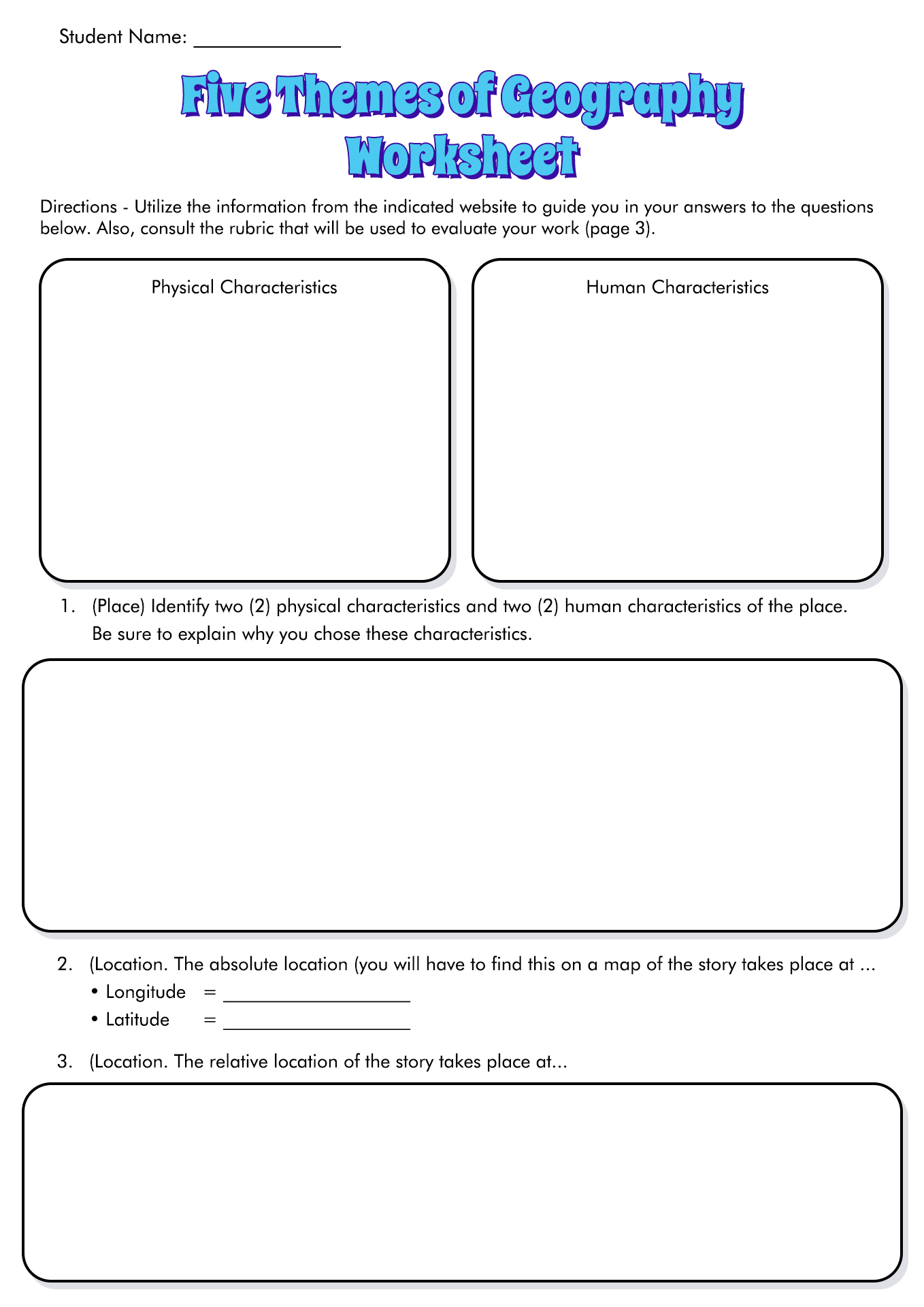 18 Best Images Of Five Themes Of Geography Worksheets 5 Themes Of