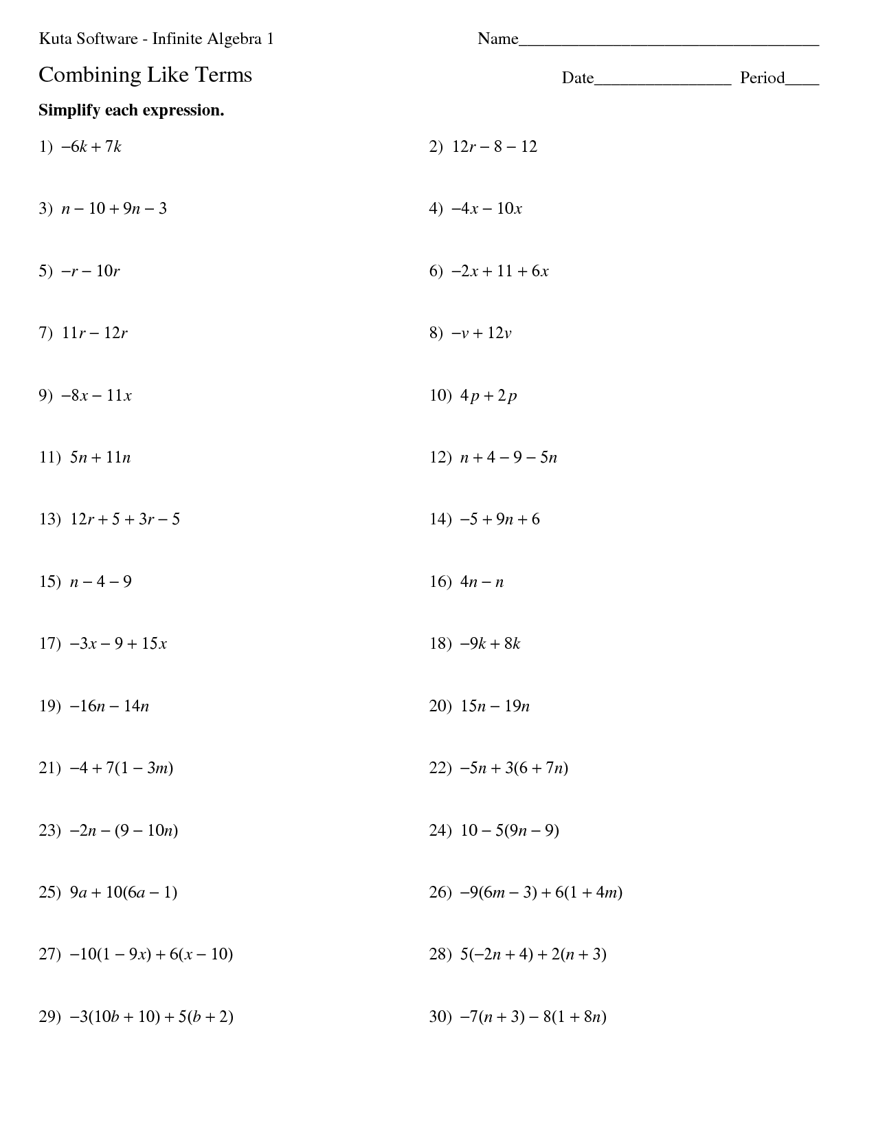 16 Best Images of Infinite Algebra 1 Worksheets - Kuta ...