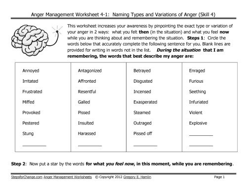 Anger Management Worksheets for Adults PDF