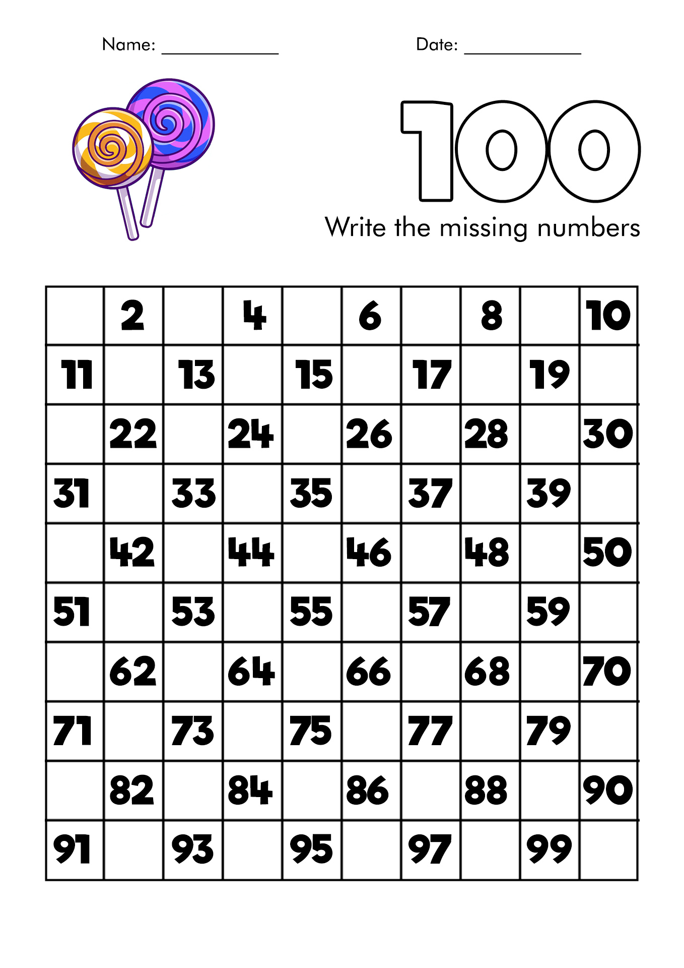 Counting To 100 Worksheets Free