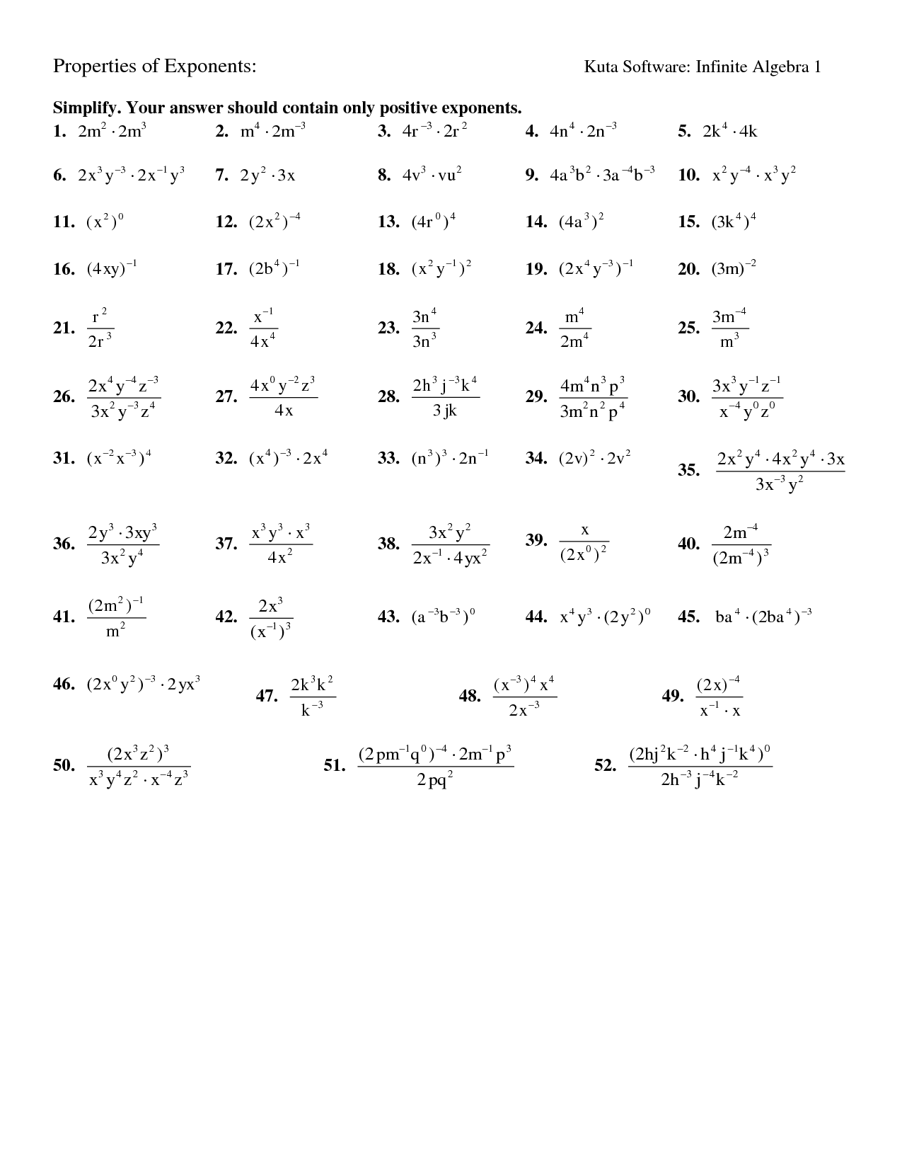 16 Best Images of Infinite Algebra 1 Worksheets - Kuta Software