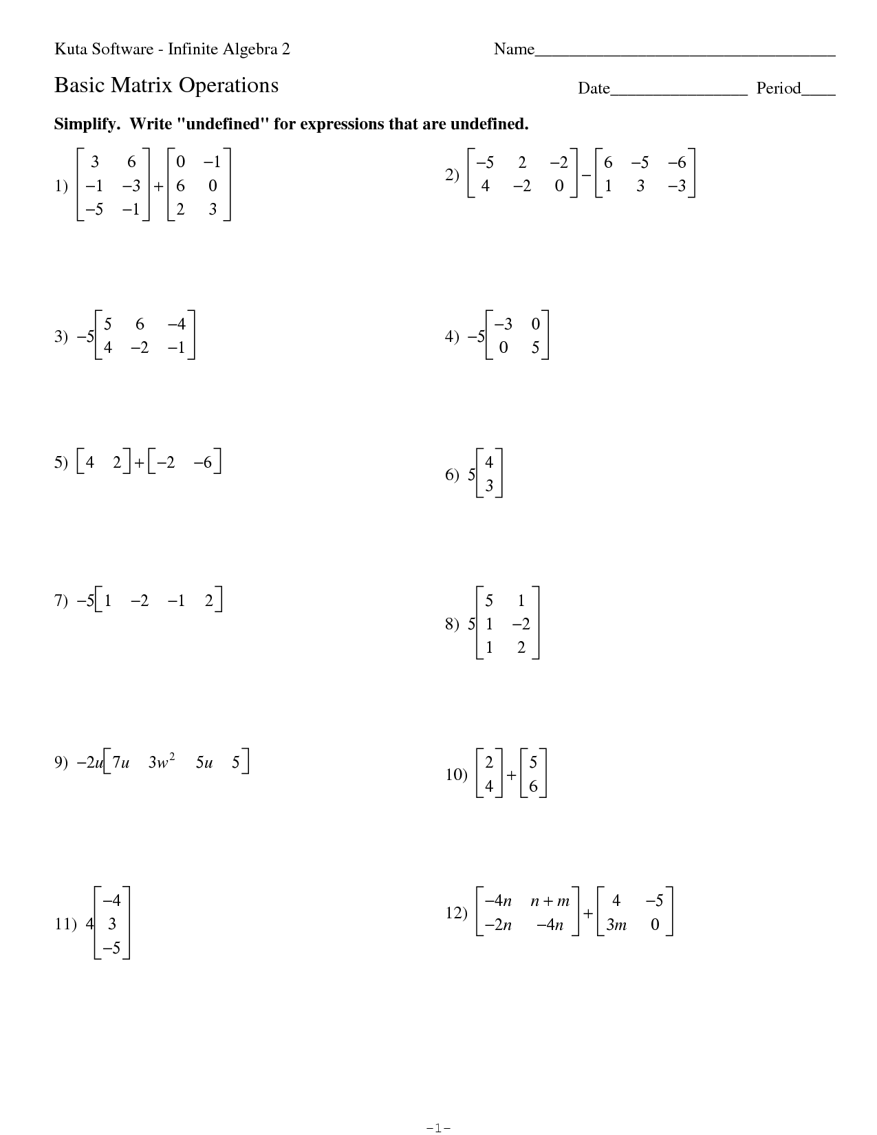 16 Best Images of Infinite Algebra 1 Worksheets - Kuta Software