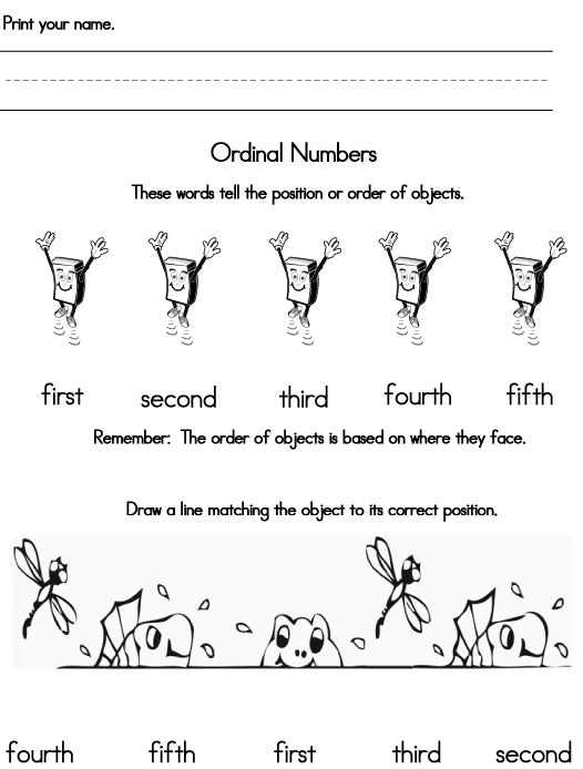 Ordinal Numbers Worksheet Grade 1