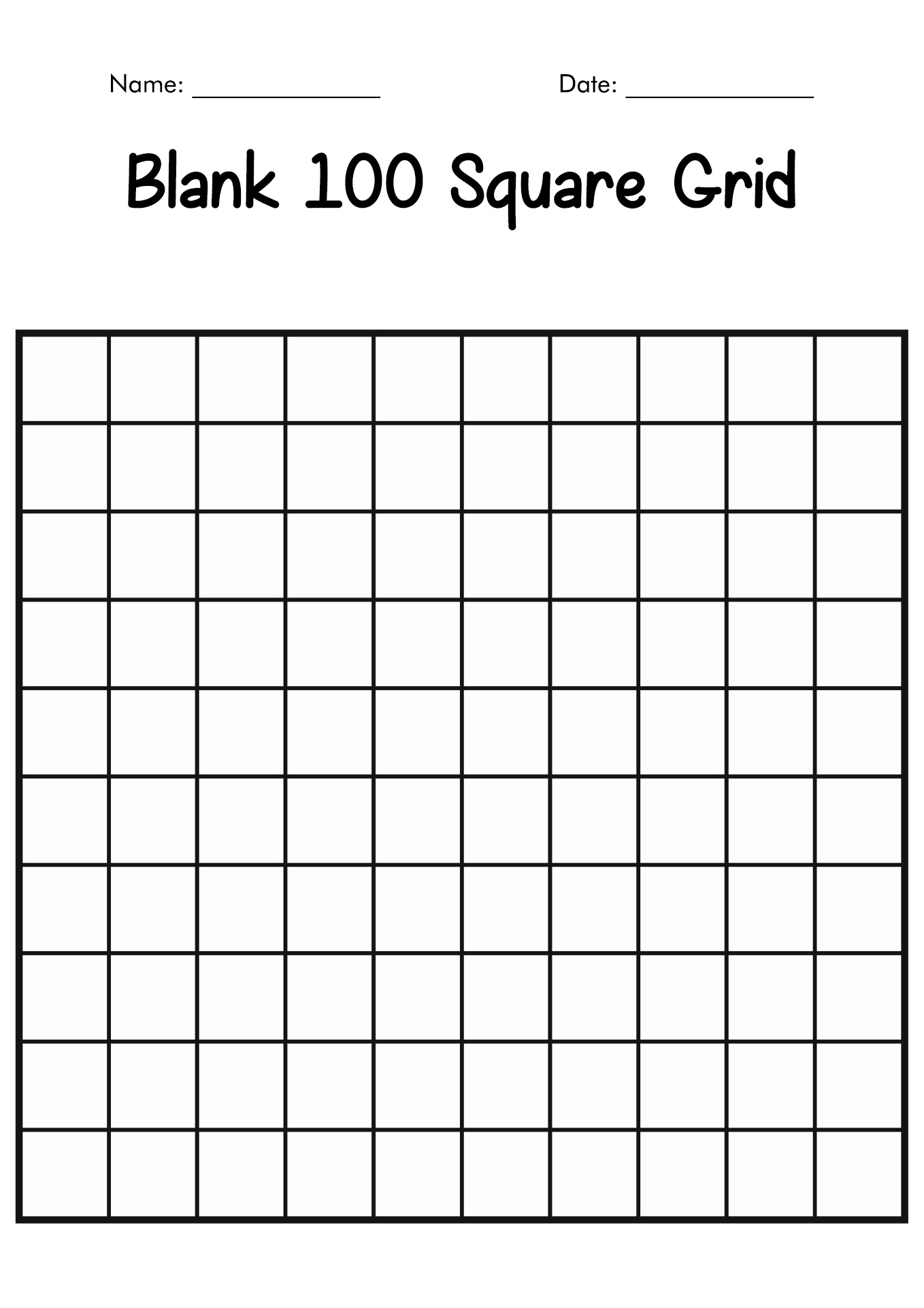 13 Best Images of 100 Worksheet Template Printable Blank 100 Square