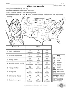 Reading Weather Maps Worksheets