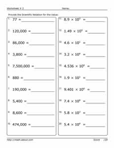 Scientific Notation Worksheets 8th Grade Answers