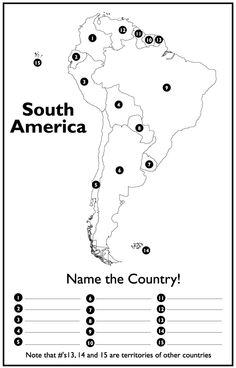 South America Map Worksheet