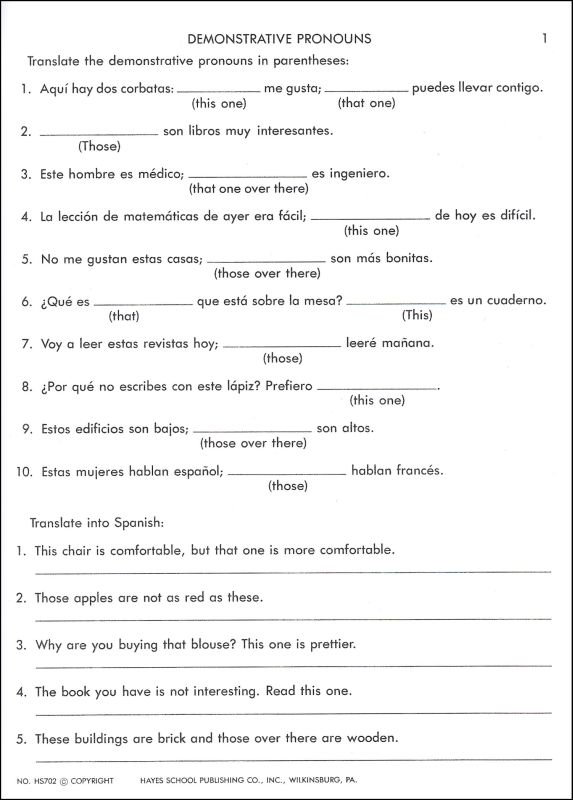 Adjectives Worksheet In Spanish