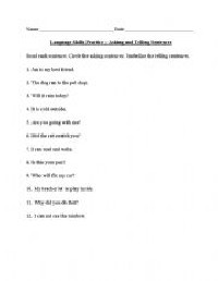 Asking and Telling Sentence Worksheets