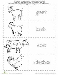 Farm Animal Matching Worksheet