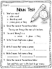 First Grade Noun Test
