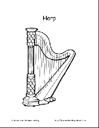 Harp Coloring Page Printable