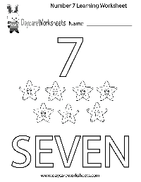 Number 7 Preschool Worksheet