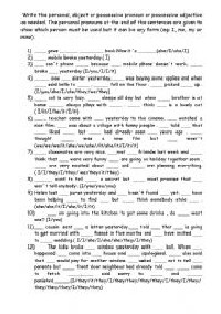 Possessive Pronouns Adjectives Worksheets