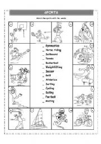 Sports Vocabulary Worksheets