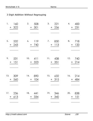 3-Digit Addition with Regrouping Worksheets