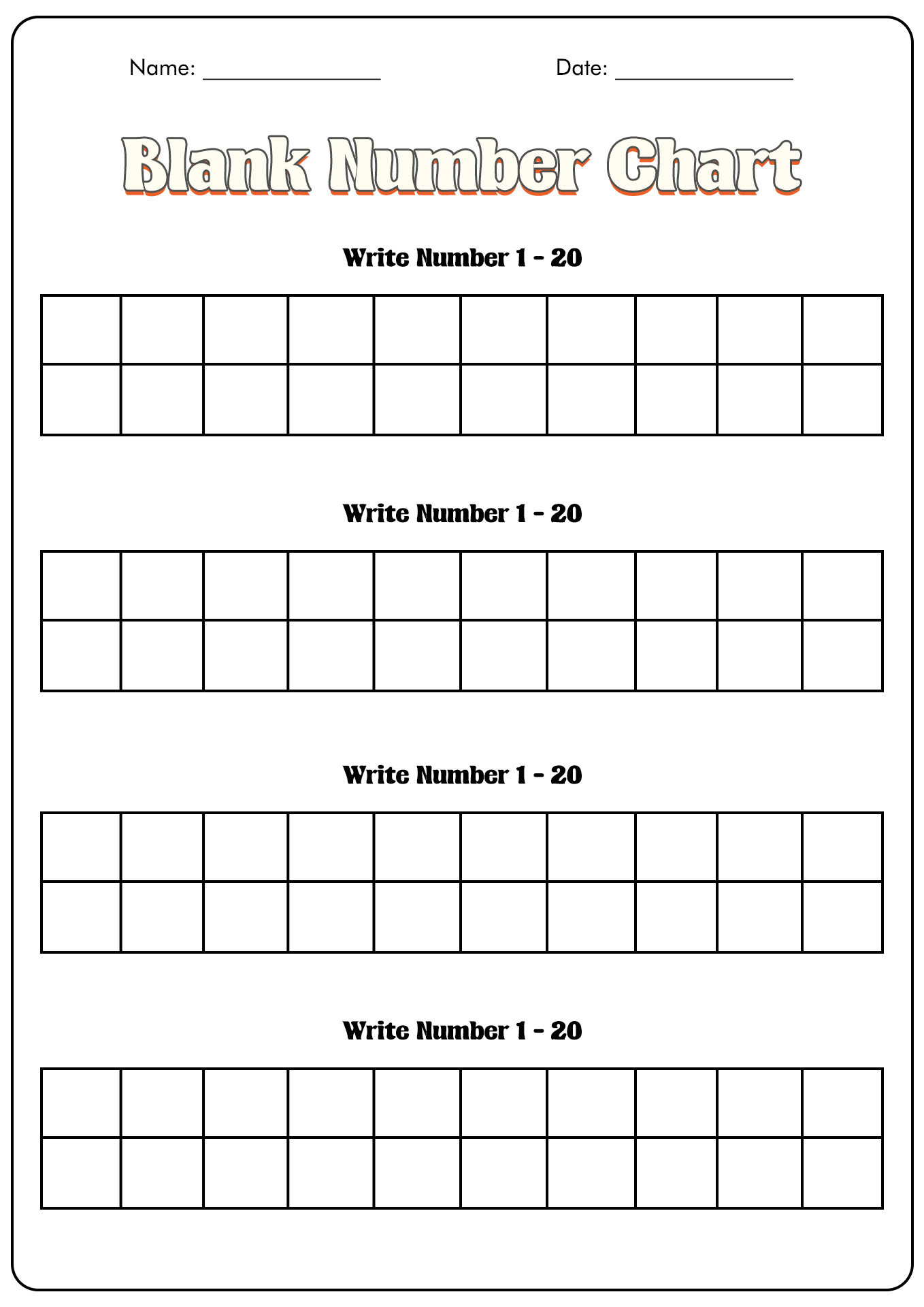 Blank Numbers Worksheet For Preschool