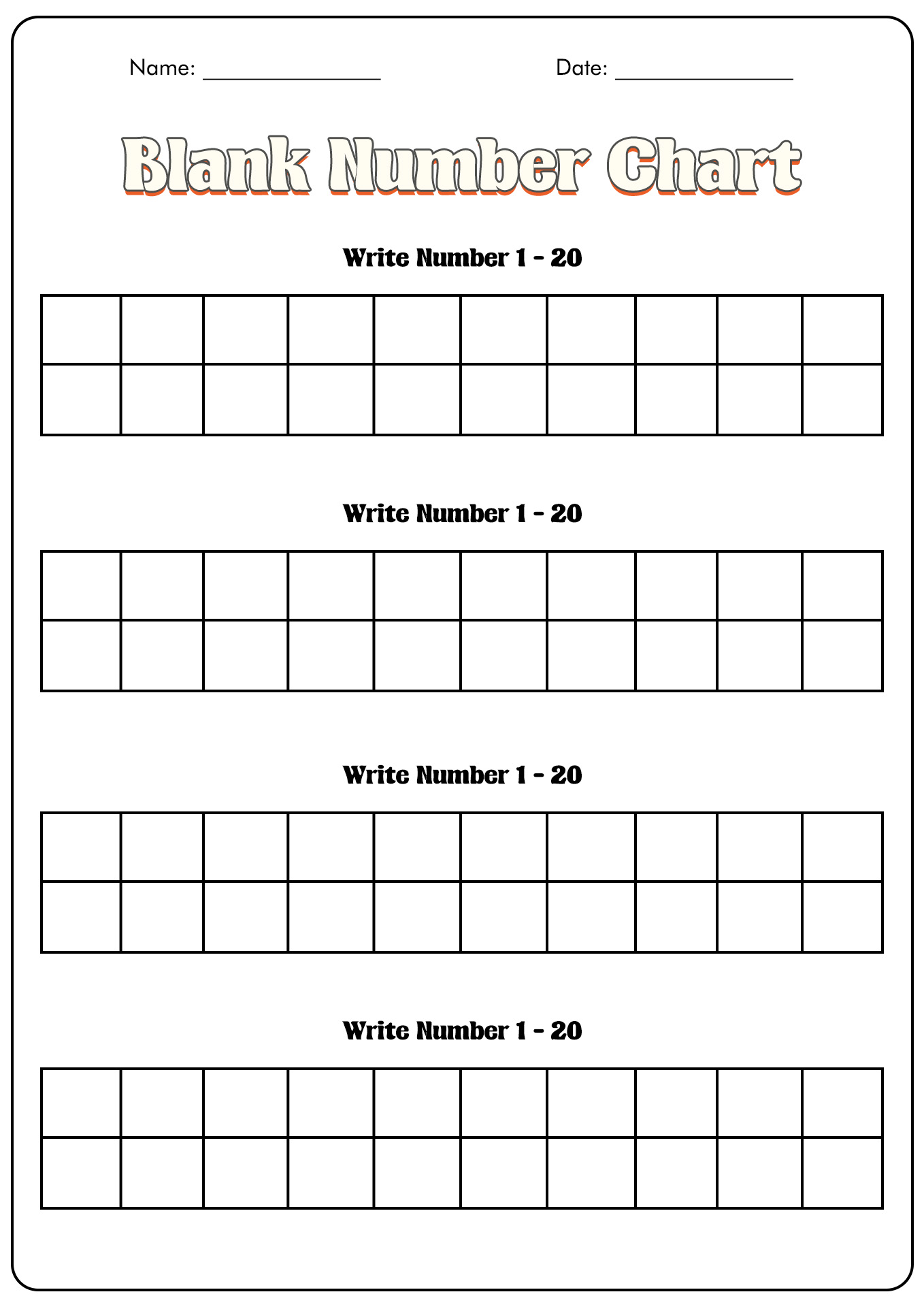 Blank Worksheets For Writing Numbers