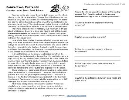Convection Current Worksheet 6th Grade Science