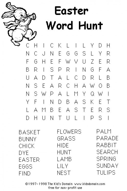 Free Printable Large Print Easter Word Search