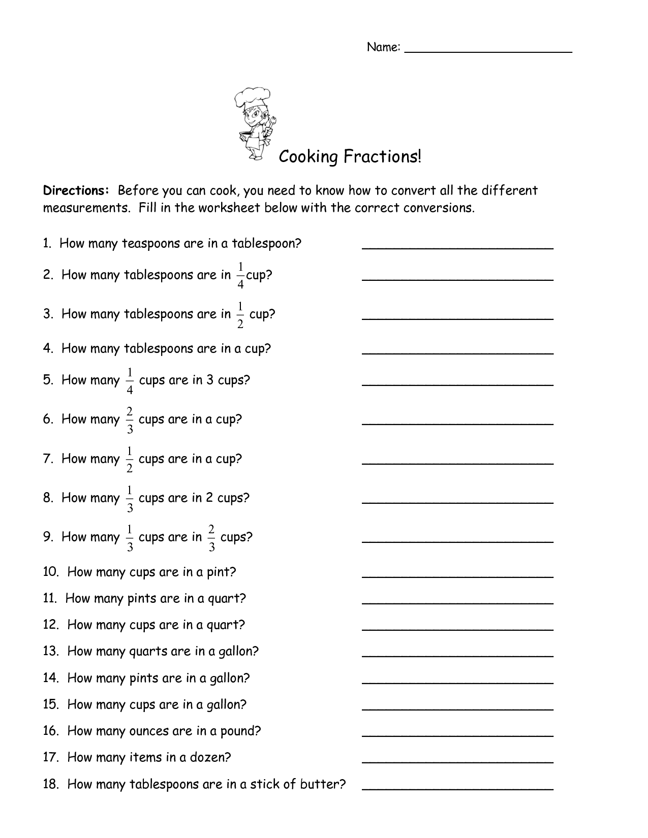 10 Best Images of Kitchen Measuring Worksheets - Measurement Conversion