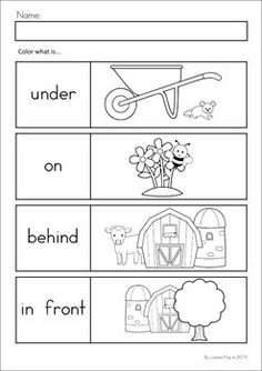 Math Positional Words Worksheets