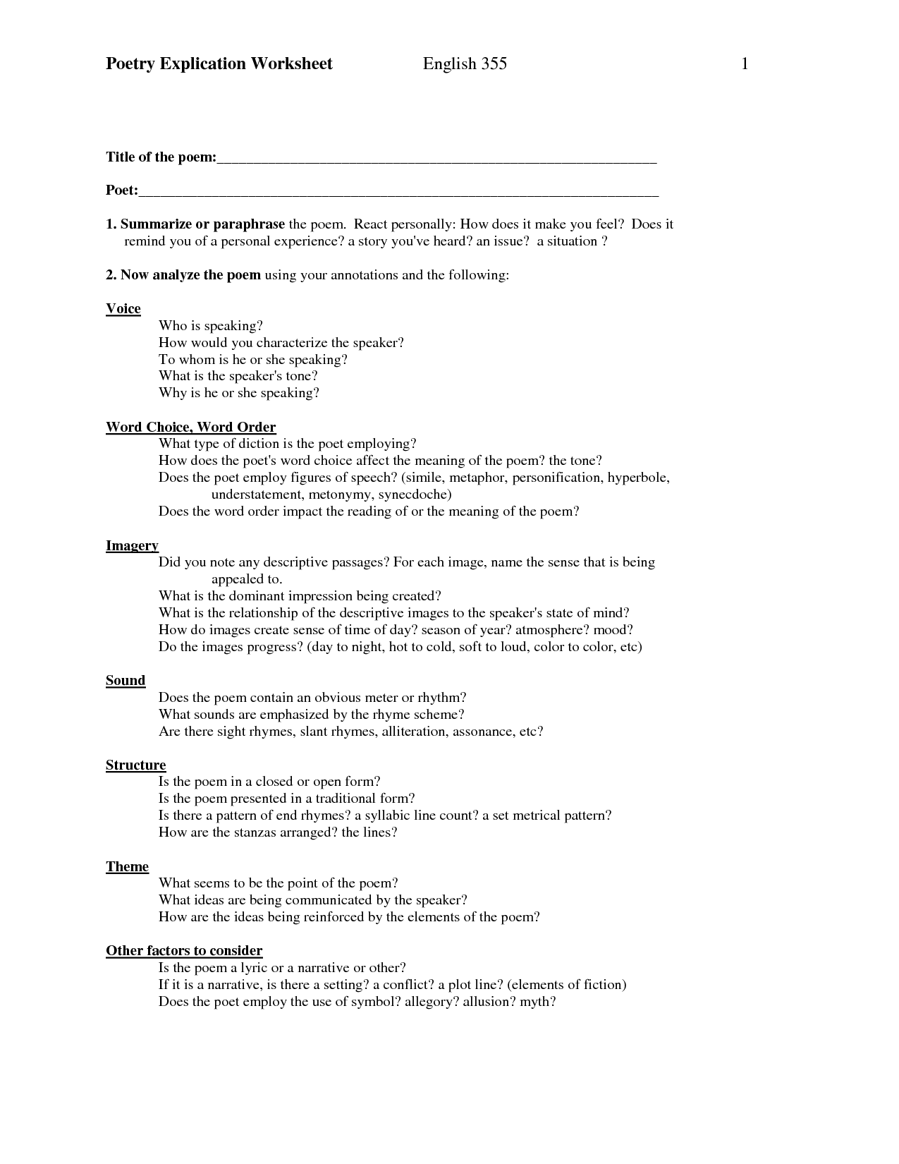 14 Best Images of Types Of Poetry Worksheets - Diamante Poem Template