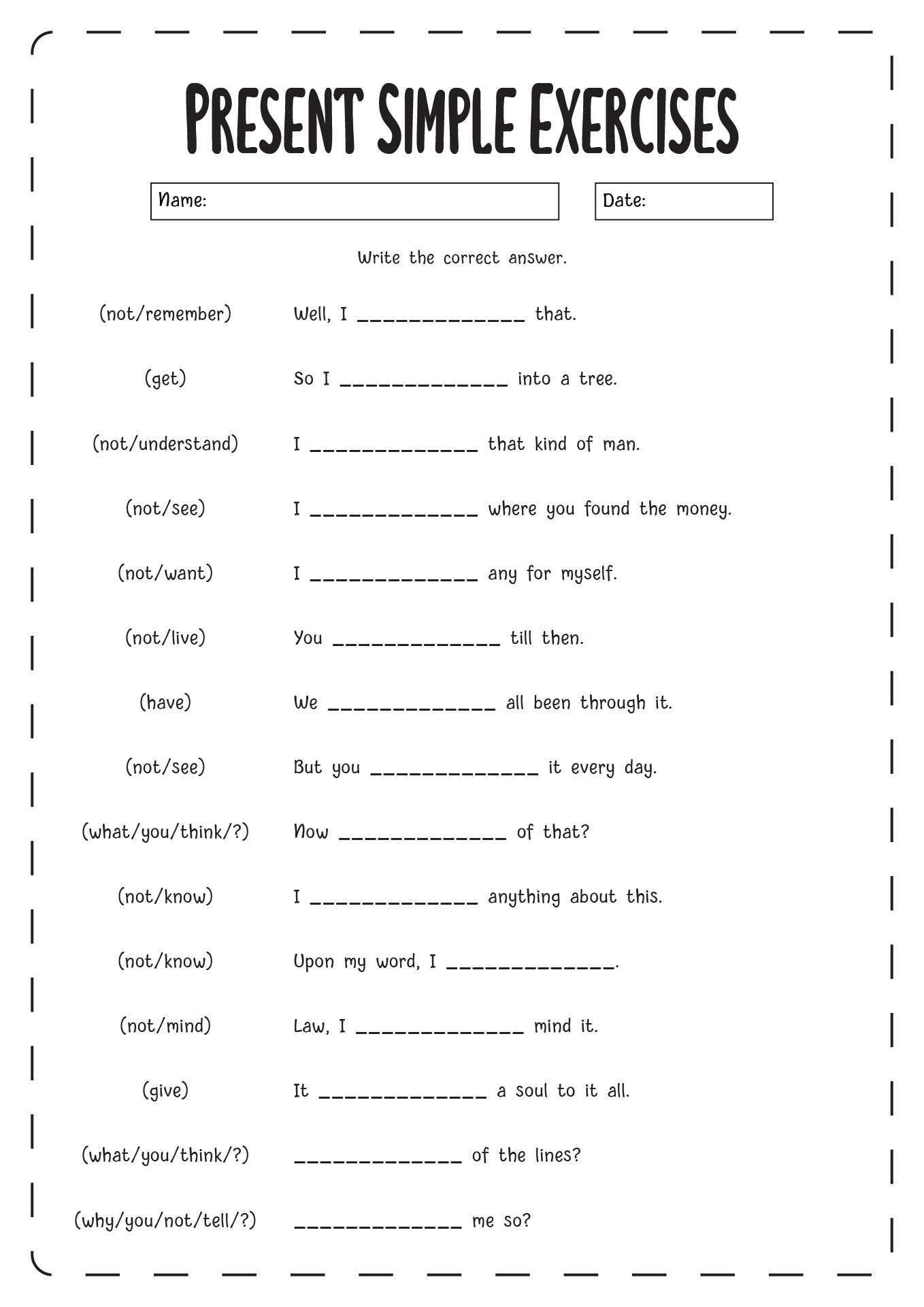 14 Images of Simple Present Question Worksheet