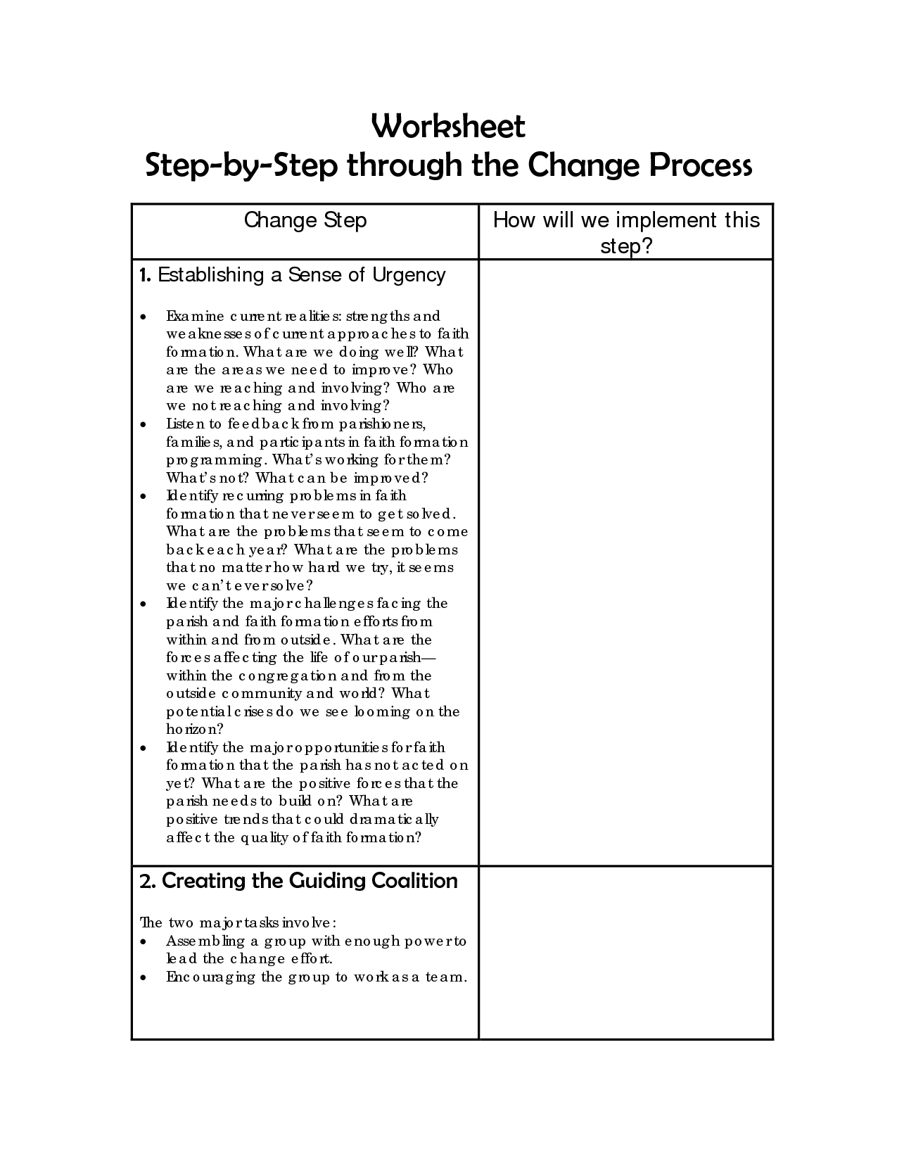 Process Steps Worksheet