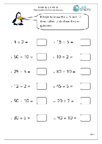 Division by 2 5 10 Worksheets