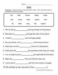 Fill in Blank the Verb Worksheet 2nd Grade