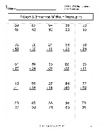 Two-Digit Subtraction with Regrouping Worksheets
