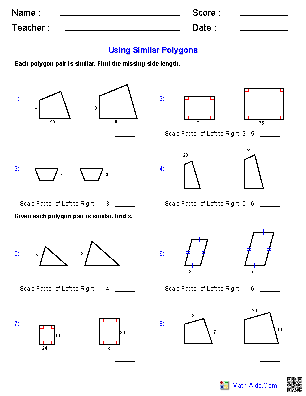 Similar Polygons Worksheet Answers Pdf