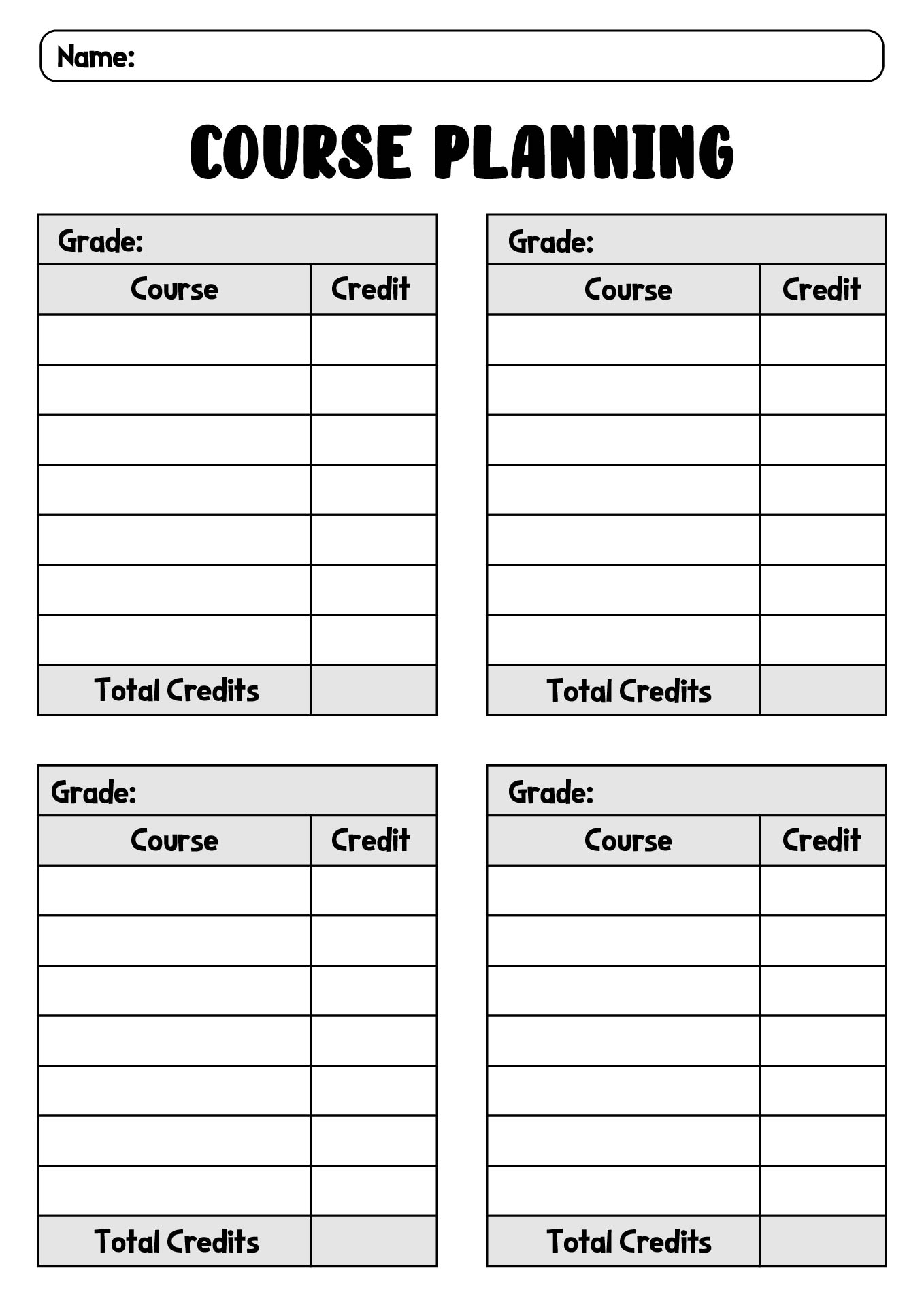 11 Best Images of Four-Year Course Planning Worksheet - High School