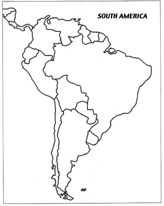 Blank Outline Map South America