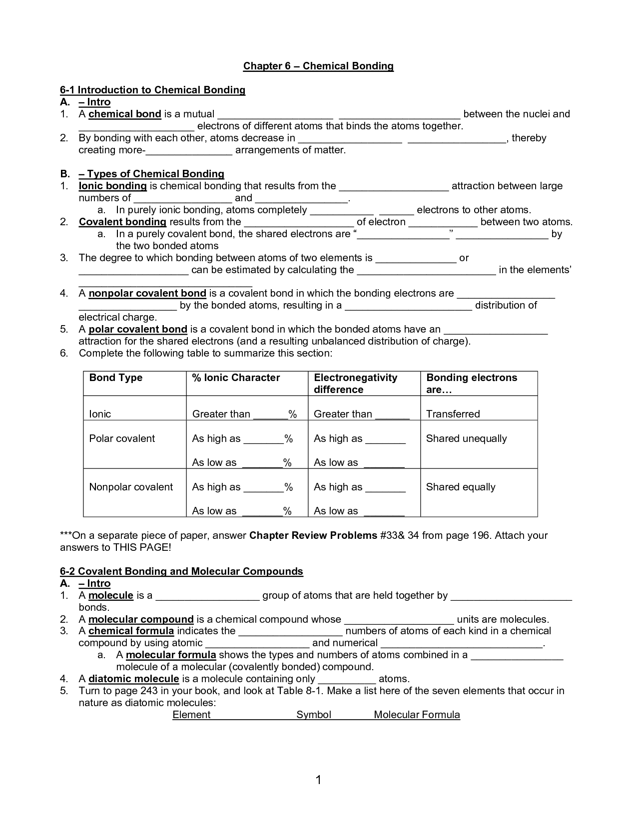 16 Best Images of Types Of Chemical Bonds Worksheet Answers  Chemical Bonding Worksheet Answer 