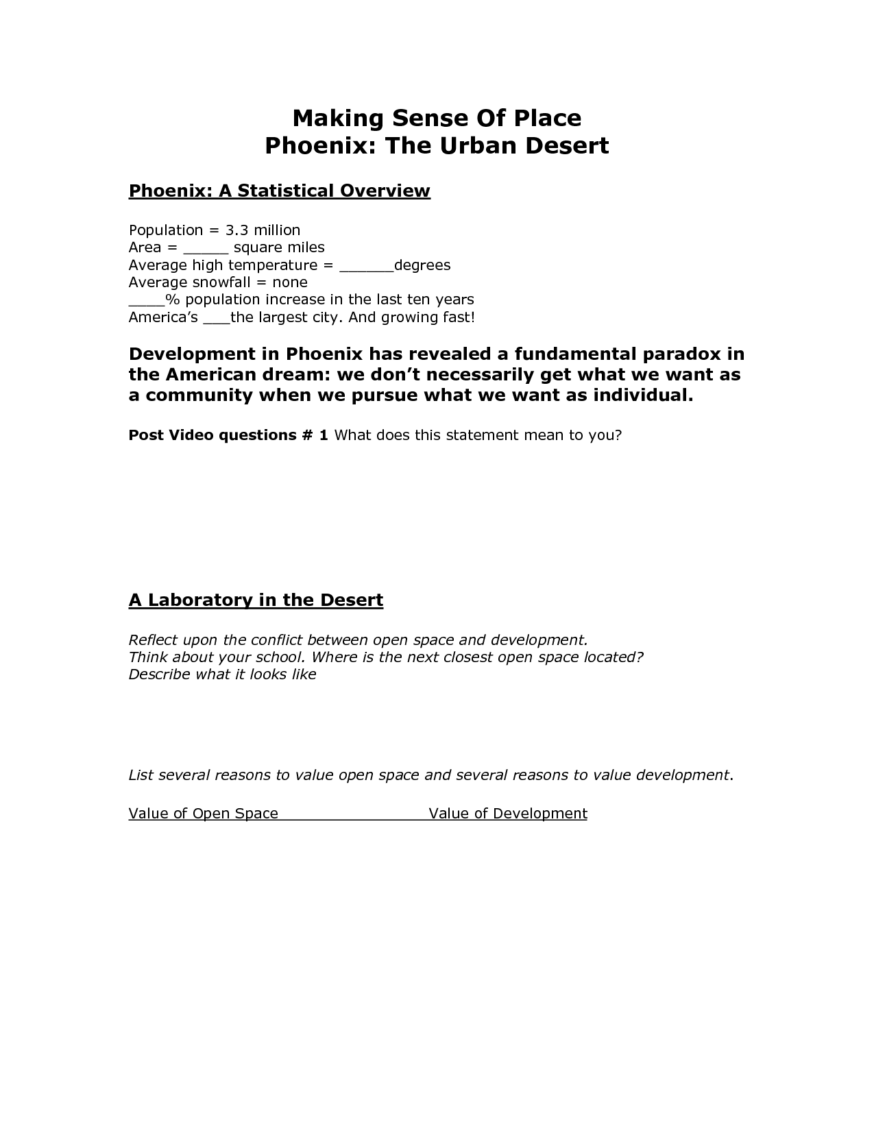 Desert Ecosystem Worksheets