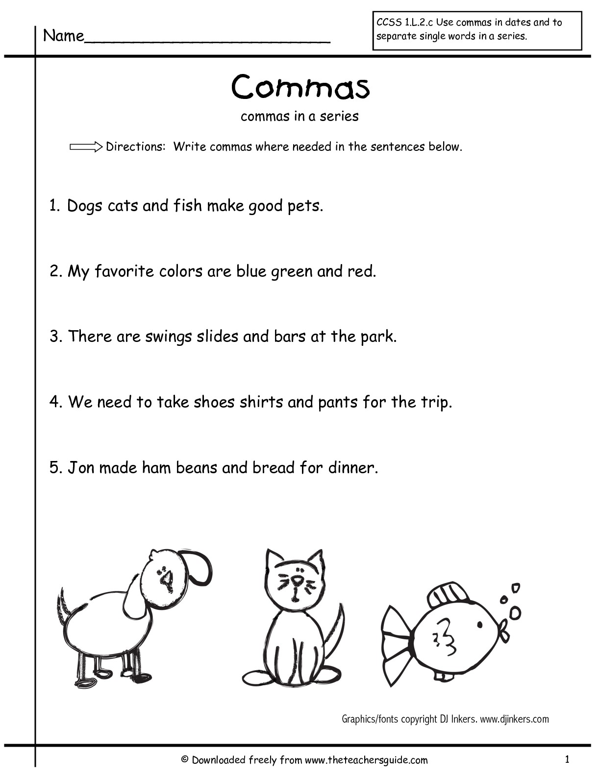 16 Best Images of Series Comma Worksheets - First Grade Comma Worksheet