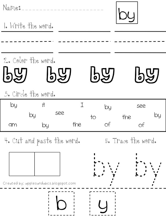 11 Best Images of Cut And Paste Sight Word Worksheets - Kindergarten