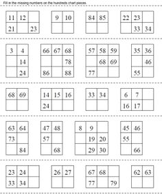 Hundreds Chart Puzzle Pieces