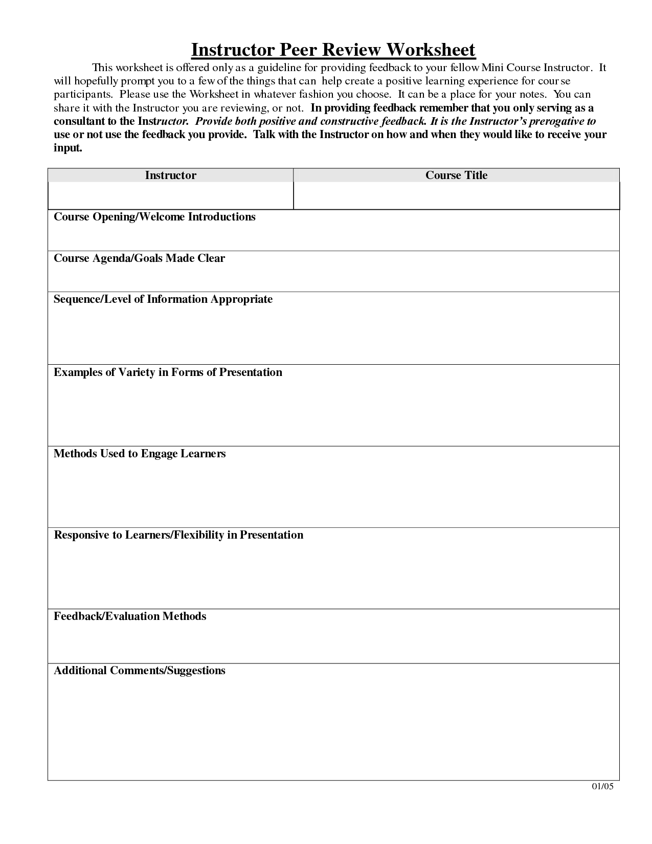 Peer Review Worksheet English Composition