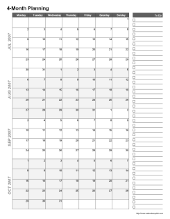 Printable 4 Month Calendar Template