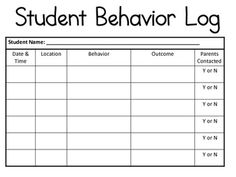 Student Behavior Log Template