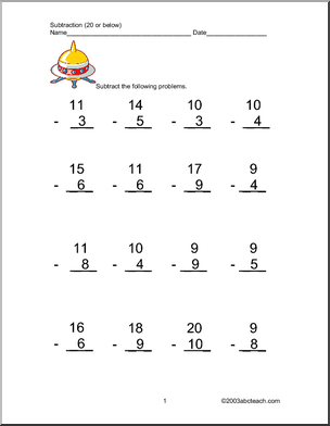 12 Best Images of Subtraction To 20 Worksheets - Subtraction Facts to