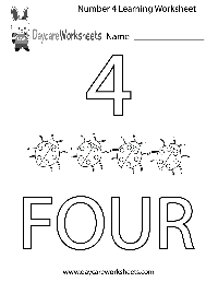 Number 4 Preschool Worksheet