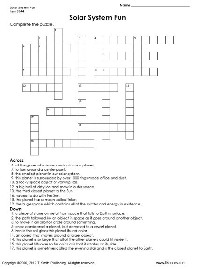 Solar System Fun Crossword Puzzle